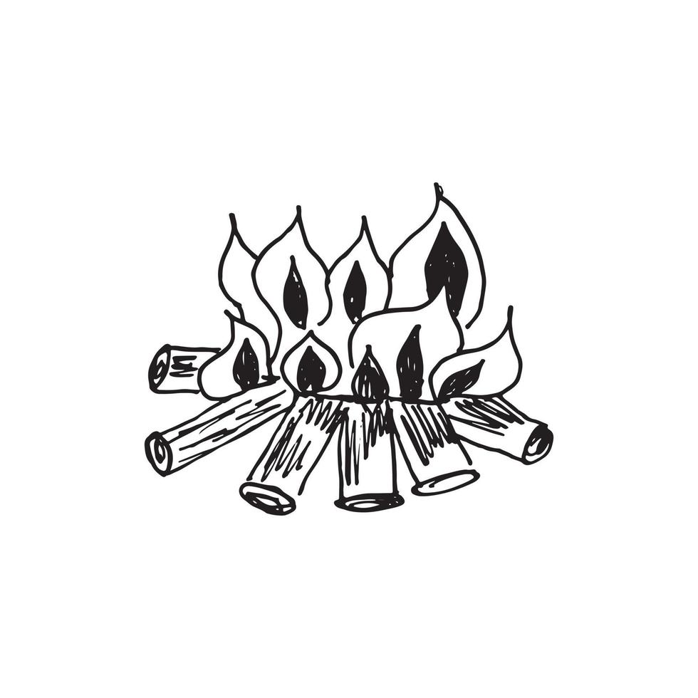 ilustración de chimenea dibujada a mano vectorial o dibujo de llamas de fuego vector
