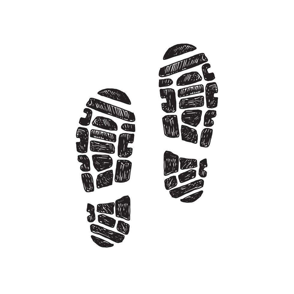 huellas de pies humanos dibujados a mano vectorial en blanco vector