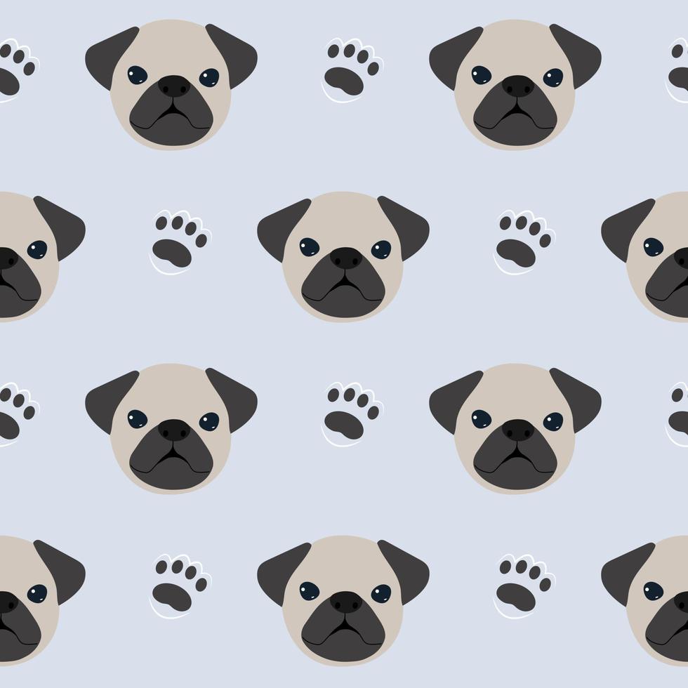 Pug pattern. Vector illustration.