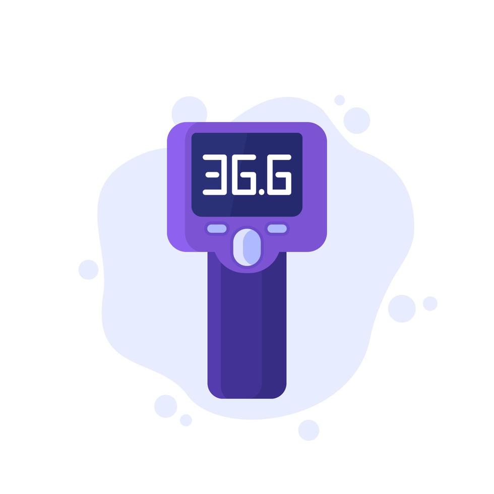 infrared thermometer gun, temperature check vector icon
