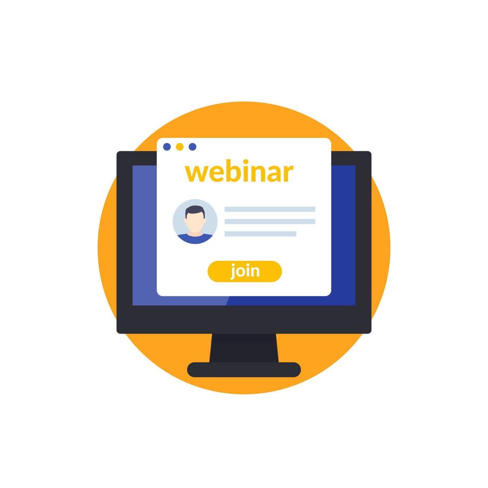 webinar, join online training, e-learning vector icon