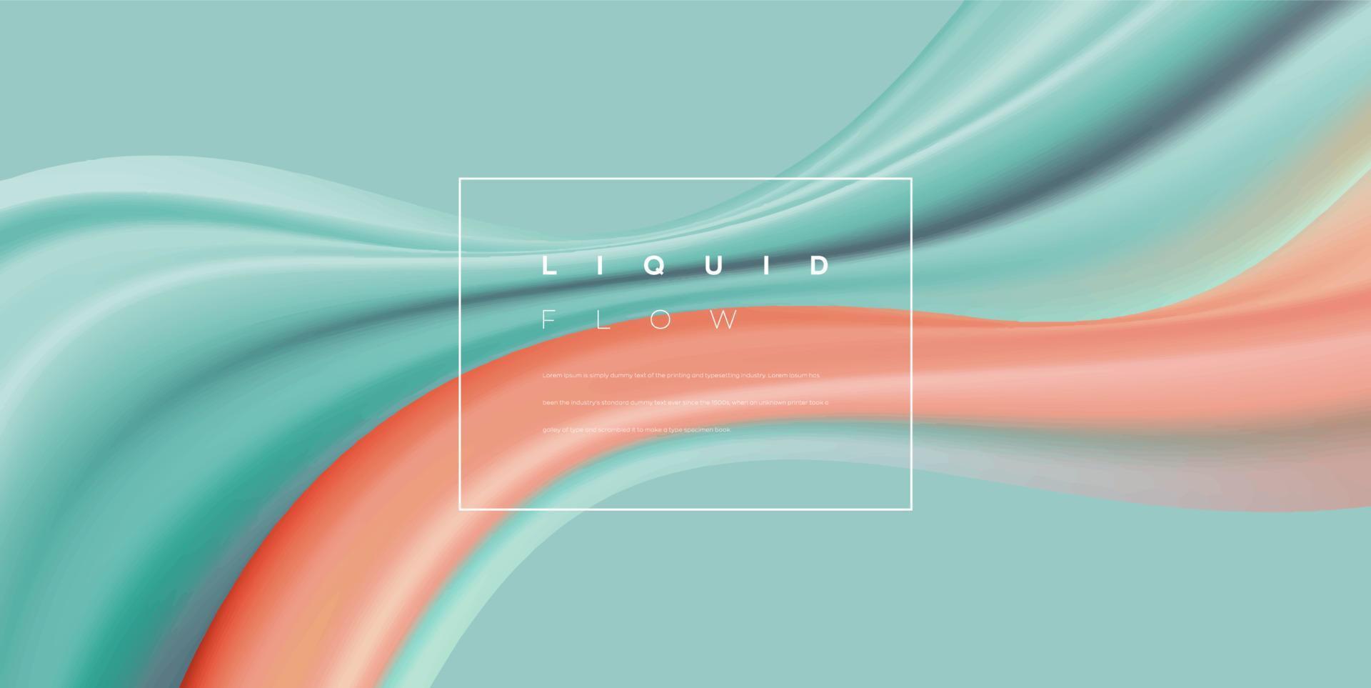 Abstract liquid background with turquoise colorflow vector