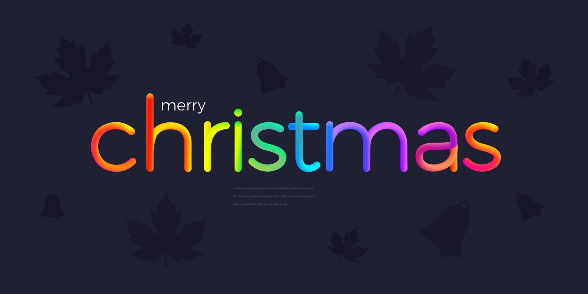 Christmas text design with colorful line. vector