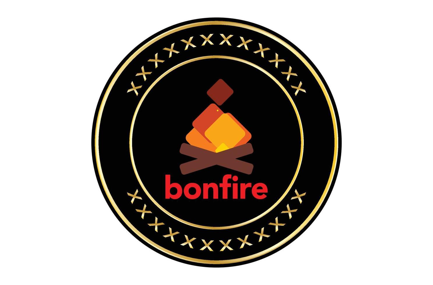 Bonfire logo crypto token with red and black colour vector