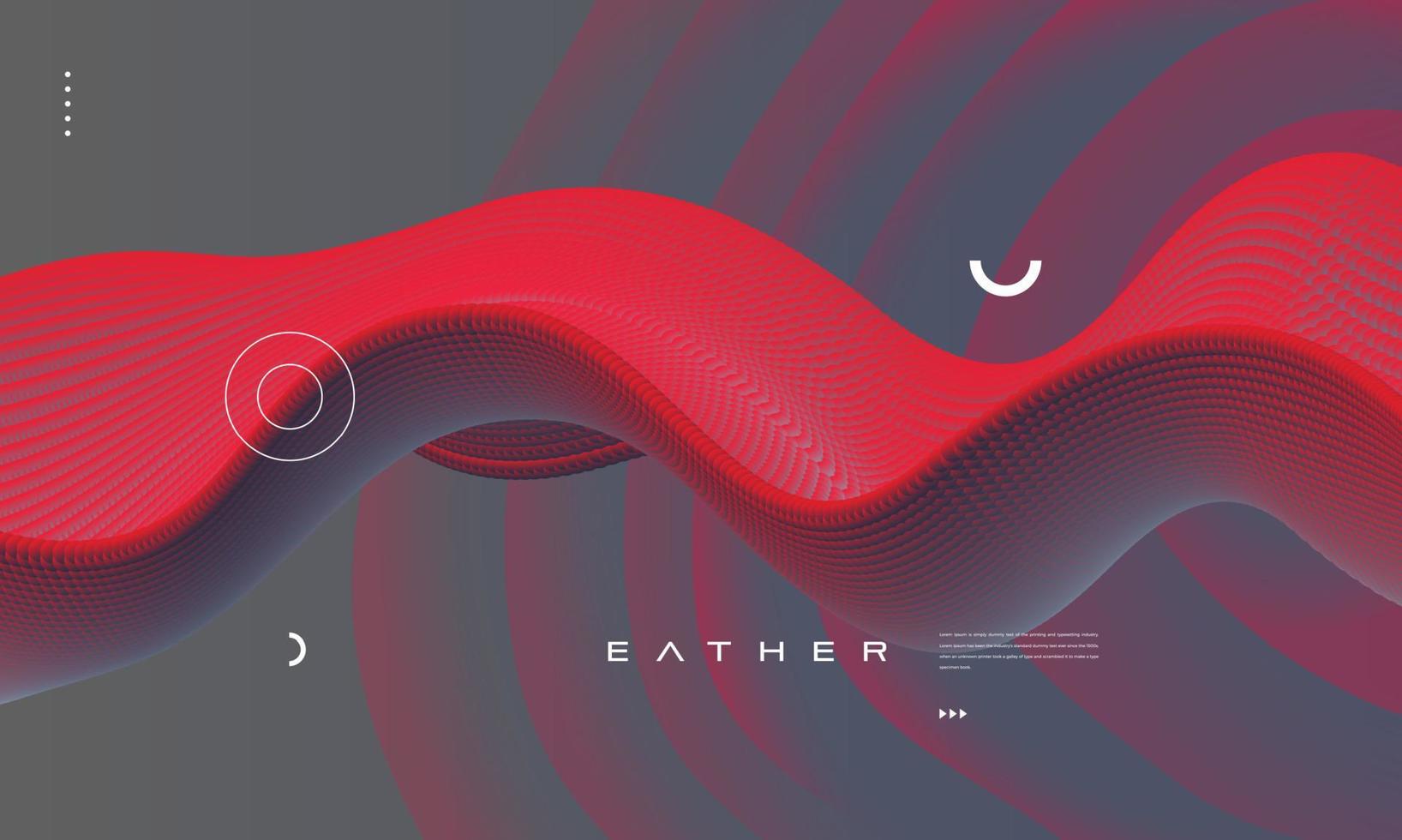 Abstract background with red particle line wave. Conceptual element design template. Modern vector illustration.