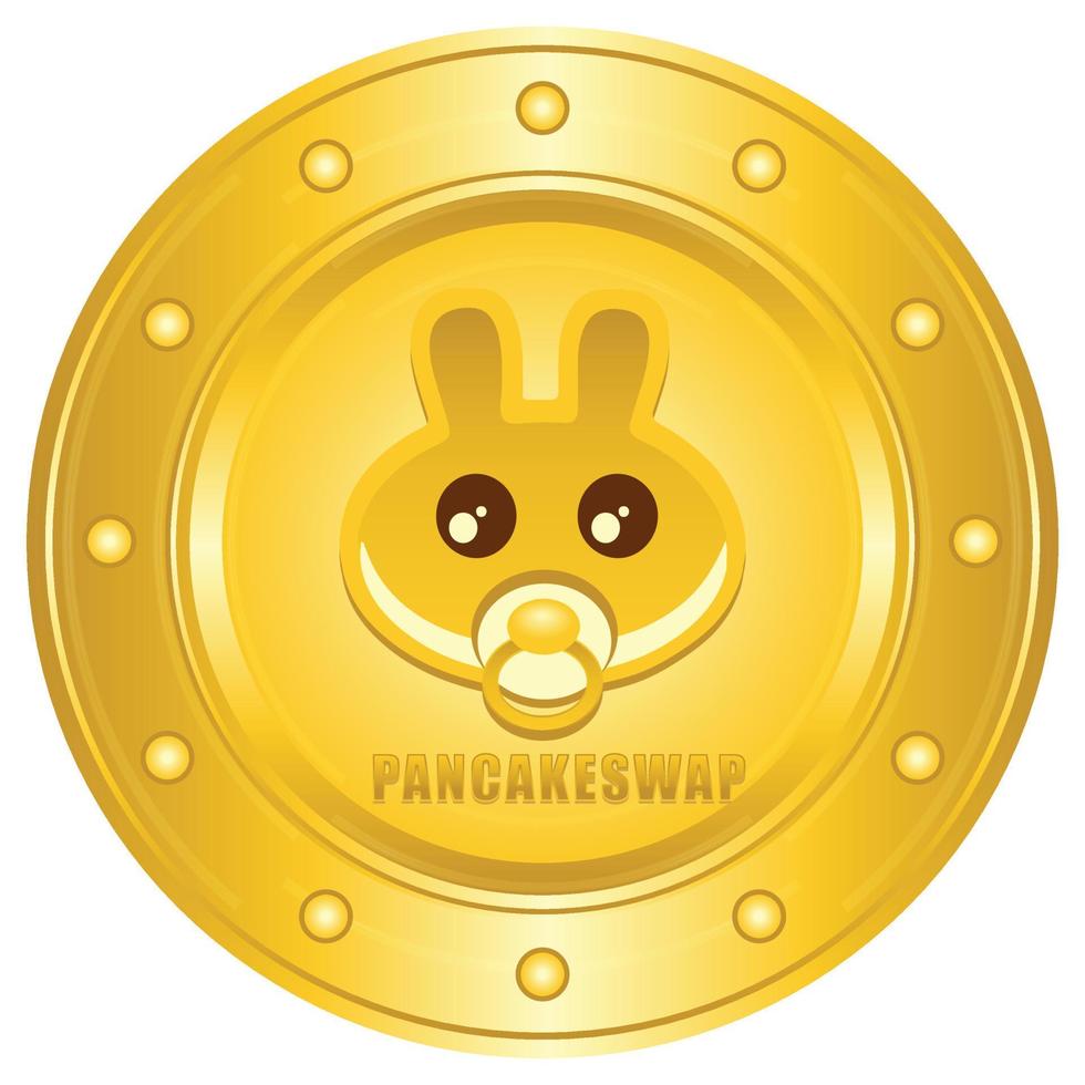 Pancake swap crypto currecy gold coin symbol vector