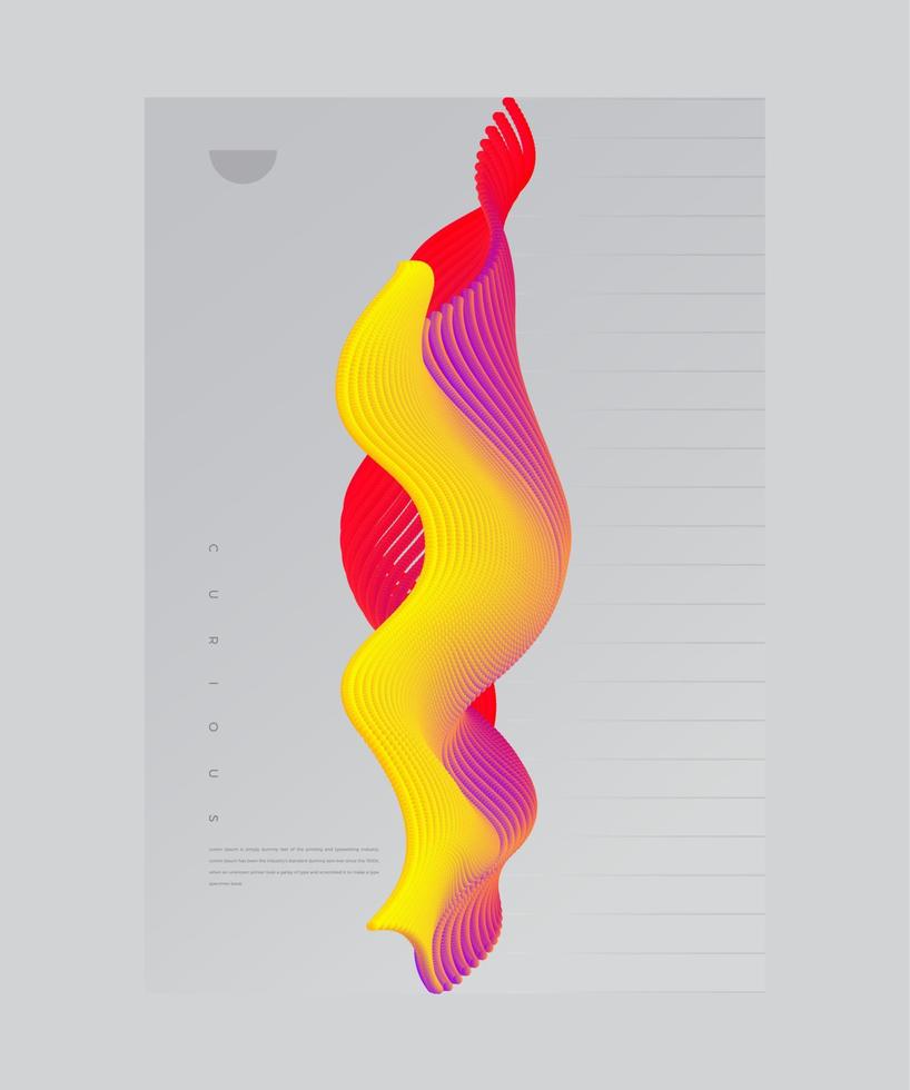 diseño de portada abstracto con onda de línea de partículas de colores. plantilla de diseño de elementos conceptuales. ilustración vectorial moderna. vector