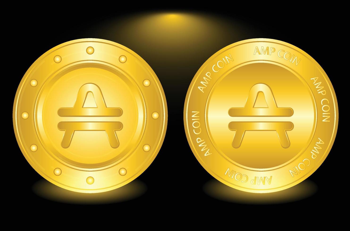 AMP gold coin crypto currency symbol vector