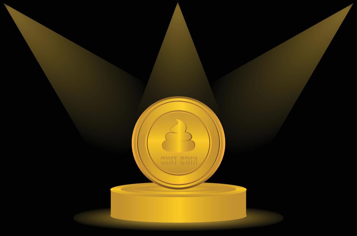 Shitcoin crypto currency on golden stage vector