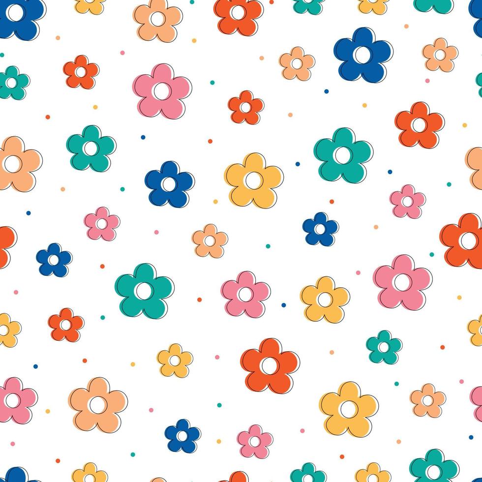 Seamless repeating pattern Hand-painted colorful flower background used for fabric textile illustration vector