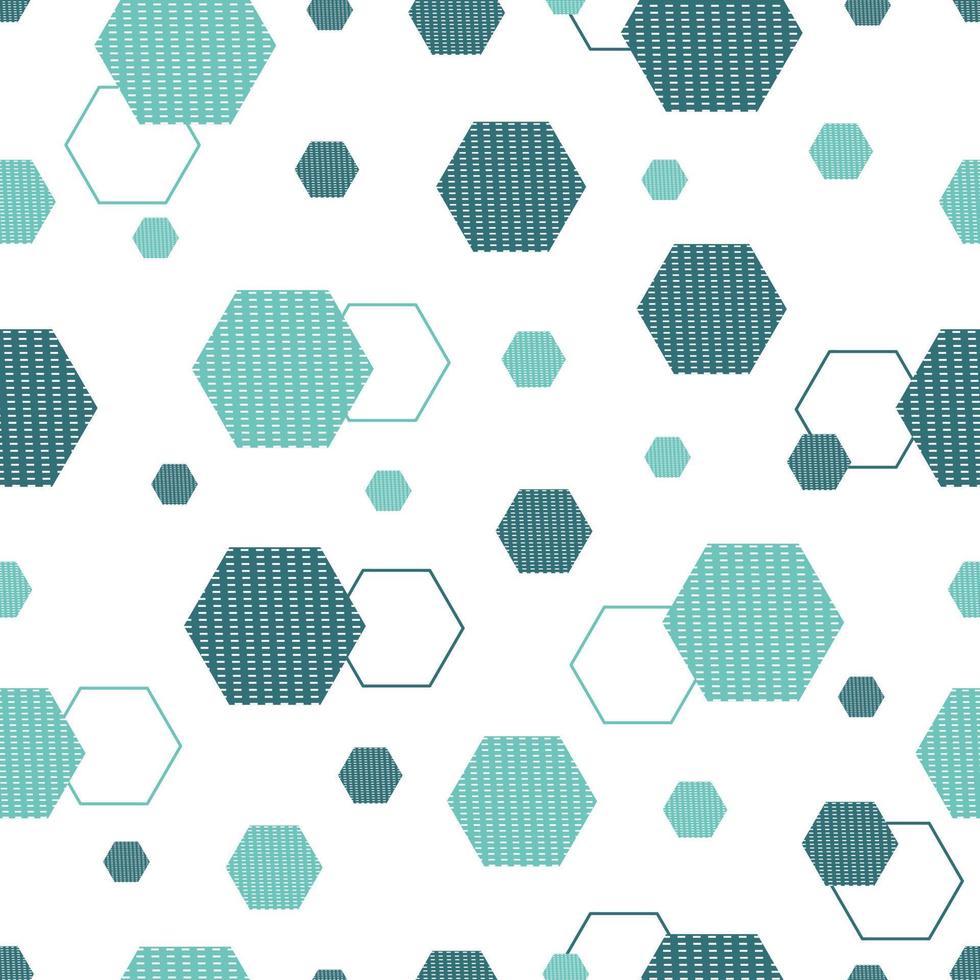 Seamless abstract geometric pattern Green overlapping hexagon background Modern design concept For textiles, fashion, publications, wallpapers Vector illustration