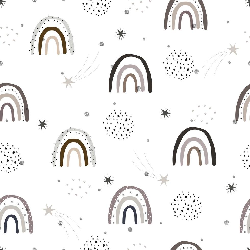 Vector Seamless pattern rainbow background hand drawn design in cartoon style used for printing, wallpaper, textiles