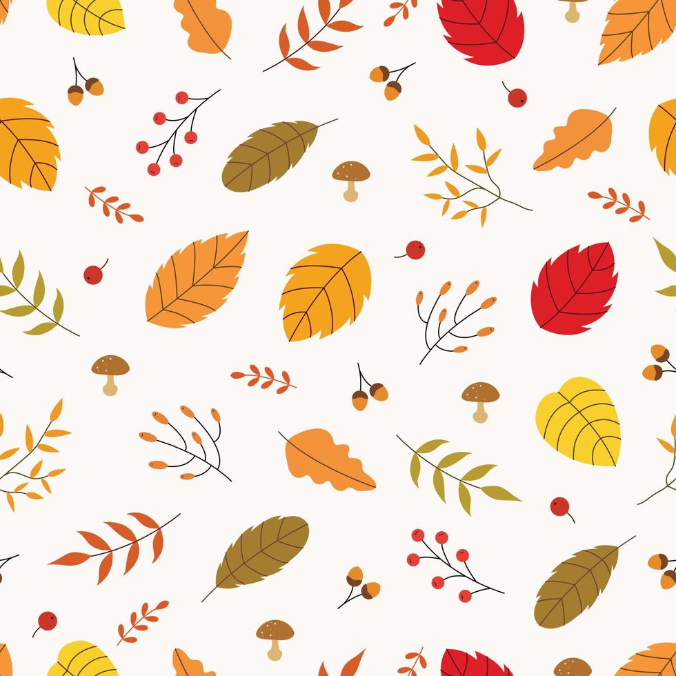 otoño patrón vectorial sin costuras hojas de otoño textura de hoja  abstracta de fondo, hojas de colores fondo blanco para impresión, moda,  decoración 5240456 Vector en Vecteezy