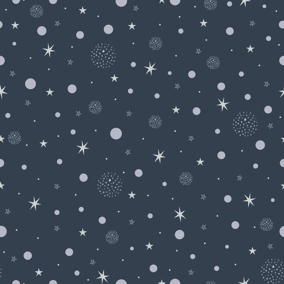 Abstract polka dot background Seamless pattern with gray circles and stars Design for publications, posters, fabrics, textiles. Vector illustration