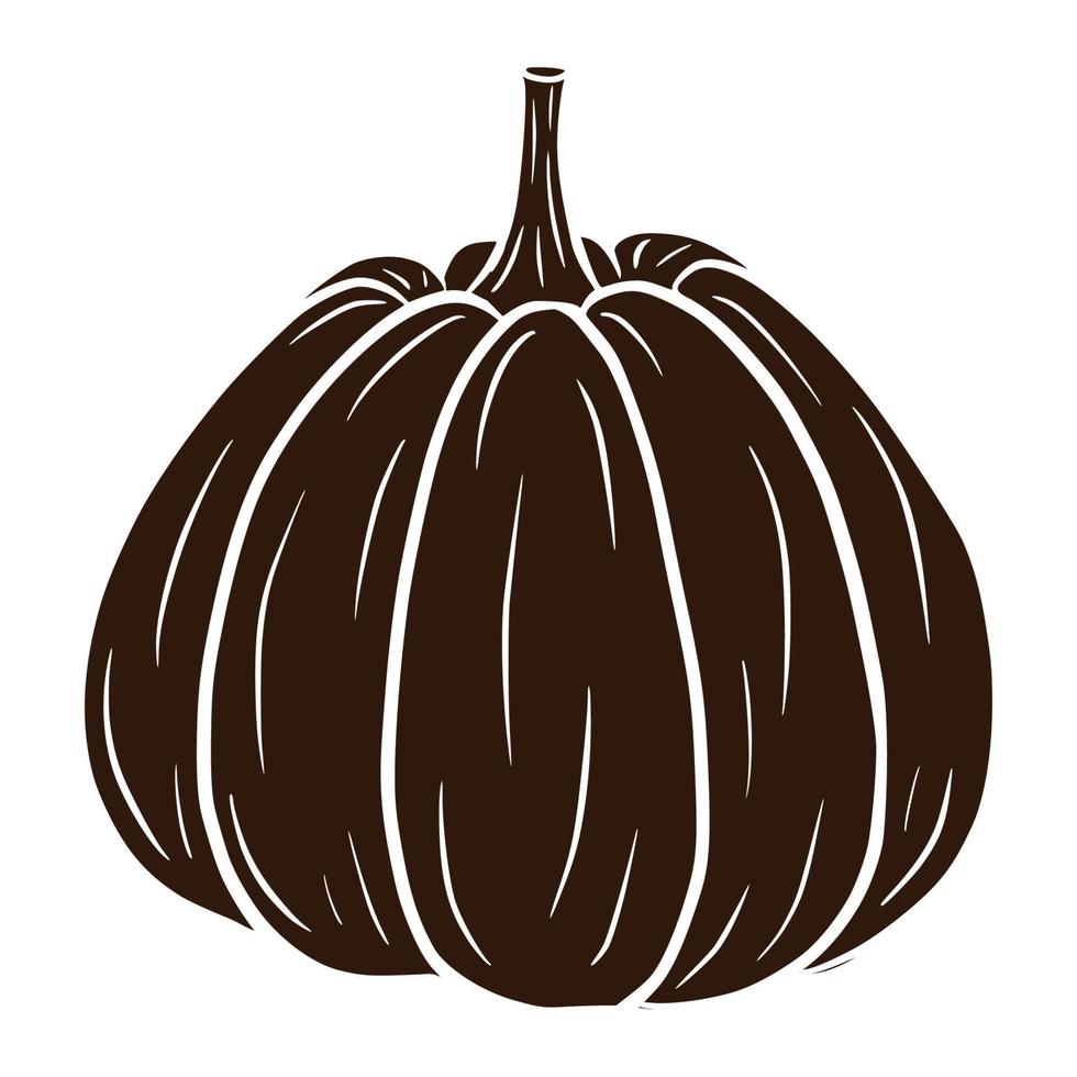 Ripe Squash Silhouette. Autumn Food Illustration. Pumpkin shadow. Element for autumn decorative design, halloween invitation, harvest, sticker, print, logo, menu, recipe vector