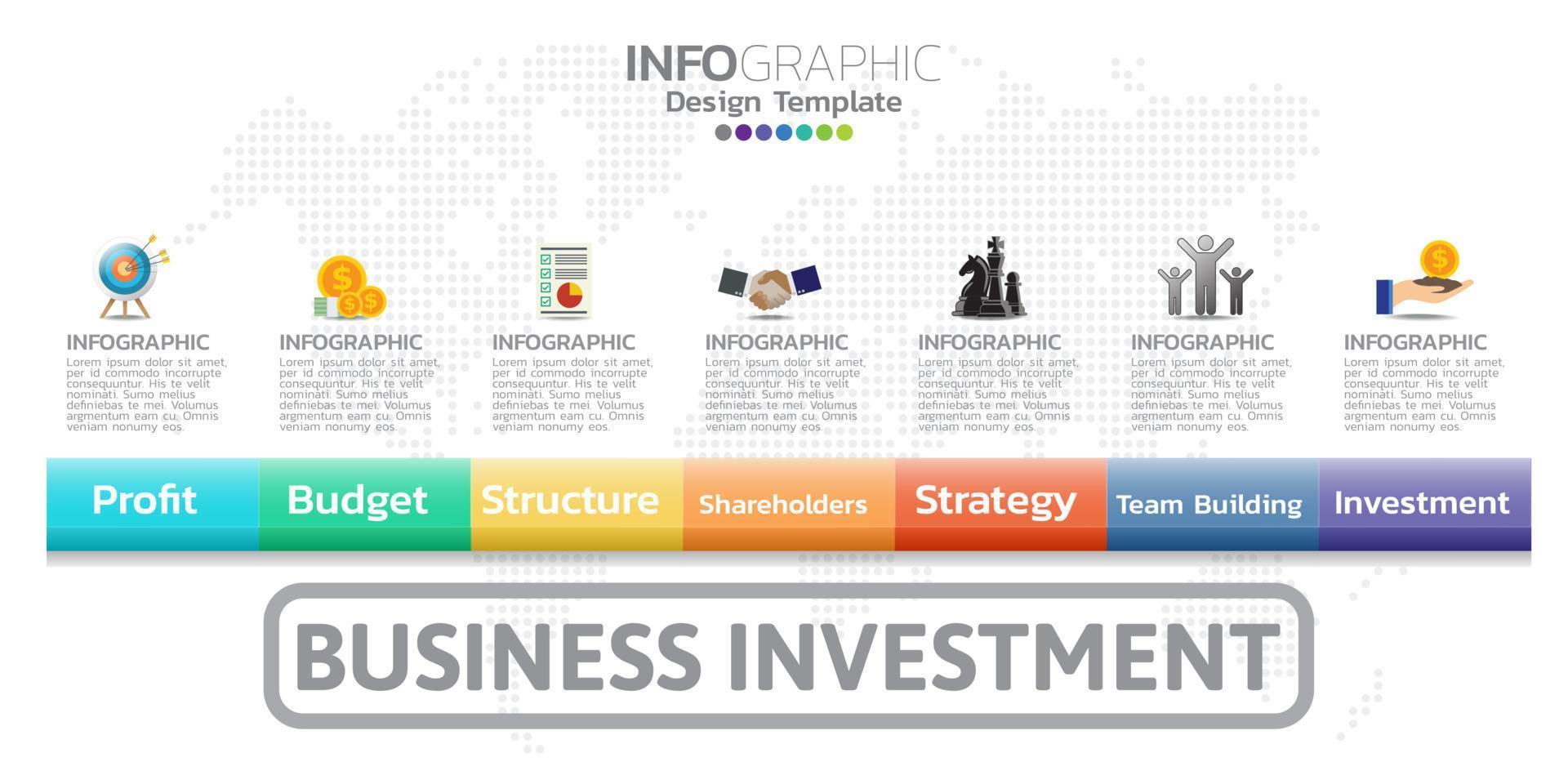 Business infographic template with 7 steps to success. vector