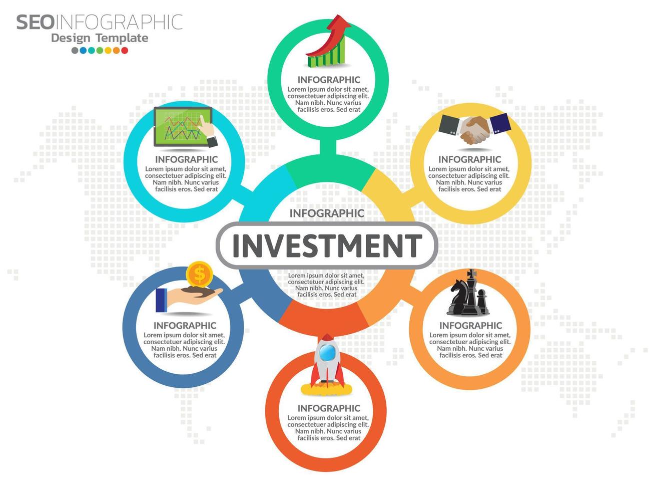 plantilla de infografía empresarial con 6 pasos para el éxito. vector