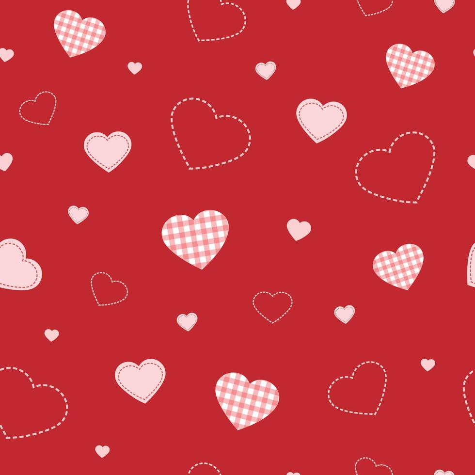 Seamless pattern Heart shaped on the red background Design used for a poster or cover Pattern texture reproduction for textiles Vector illustration