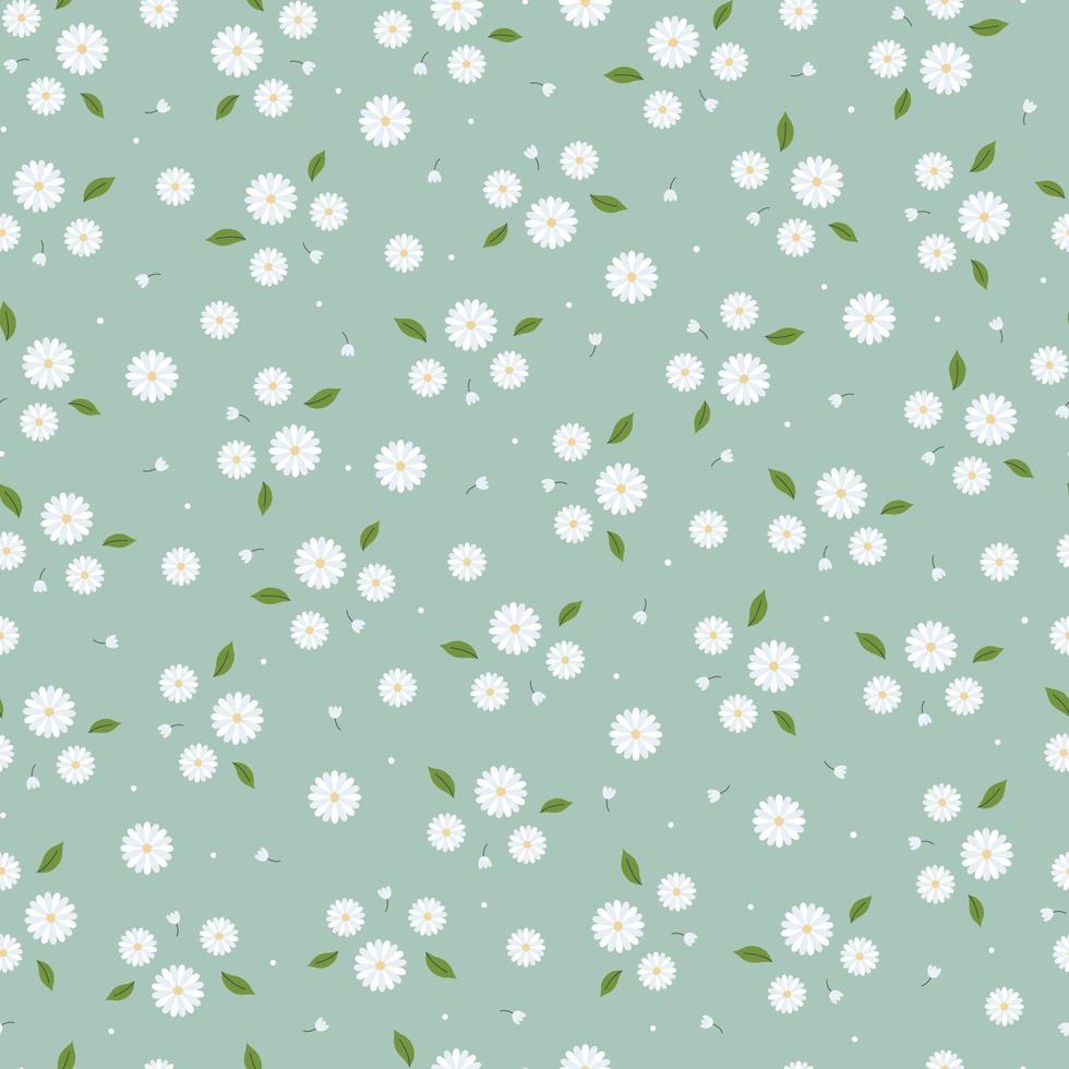 Beautiful seamless patterns Small and large floral background placed randomly distributed on a blue background. The design used for fabric, textile, publication, gift wrapping, vector illustration.