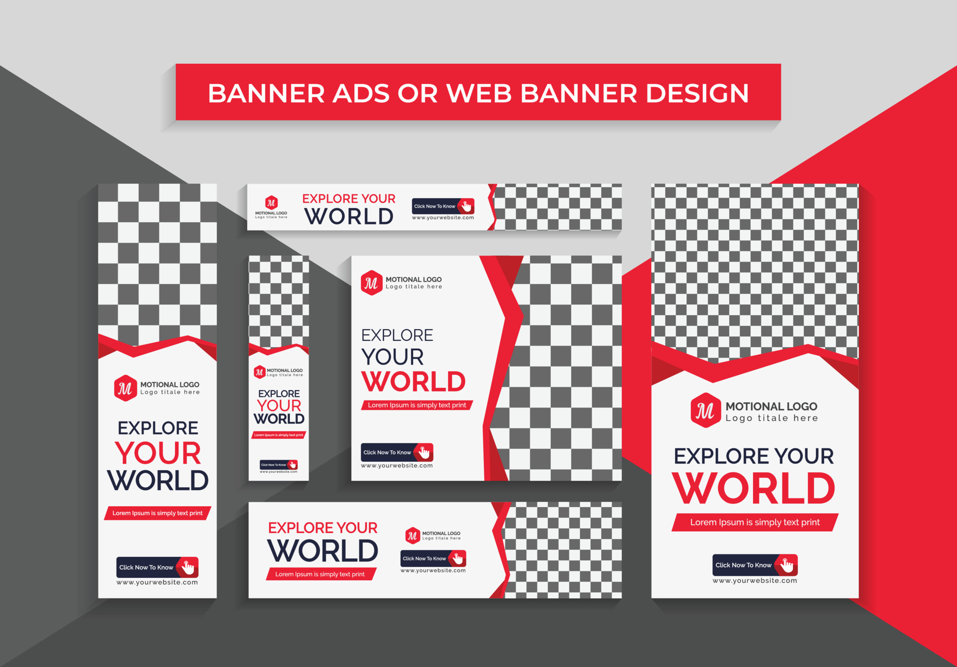 Corporate Red Color scheme Marketing Agency Business Banner Ads or web