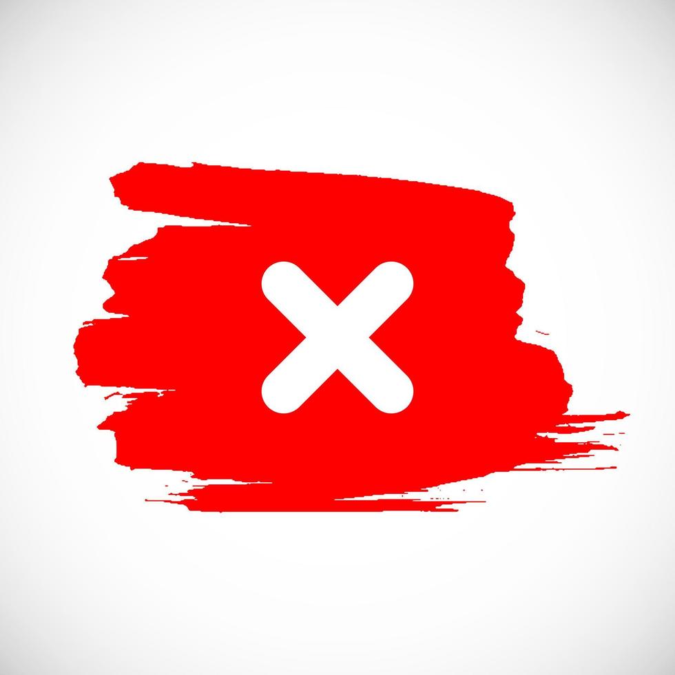 Dirty grunge hand drawn with brush strokes cross x vector illustration isolated on white background. Mark graphic design. Check mark symbol NO button for vote in check box, web, etc.