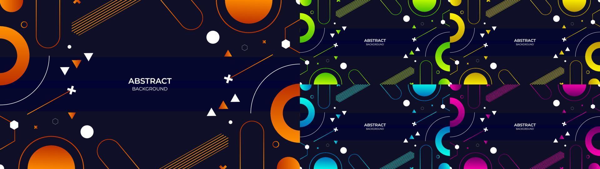 Geometric abstract modern object colorful gradient orange, green, yellow, blue and purple background. Vector illustration
