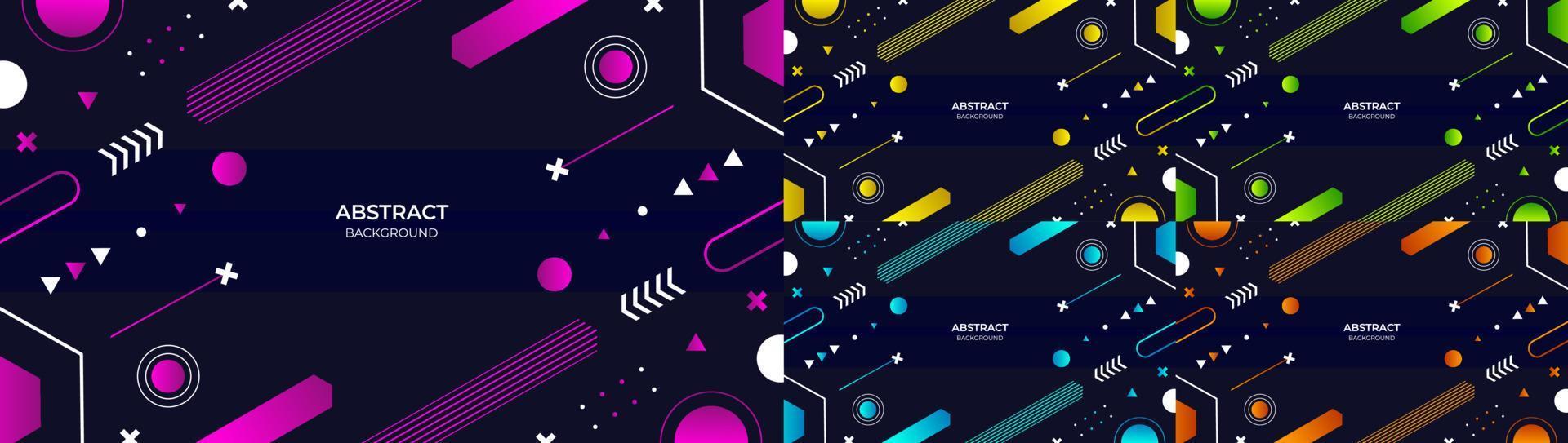 Abstract geometric modern object colorful gradient purple, yellow, green, blue and orange background. Vector illustration