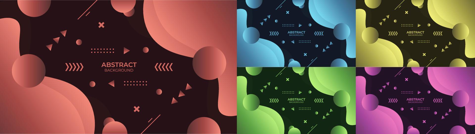 Abstract background gradient liquid red, blue, yellow, green and purple with geometric object, Decorative design in abstract style vector