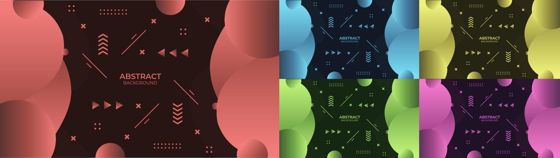 abstract background liquid gradient red, blue, yellow, green and purple with geometric object, Decorative design in abstract style vector