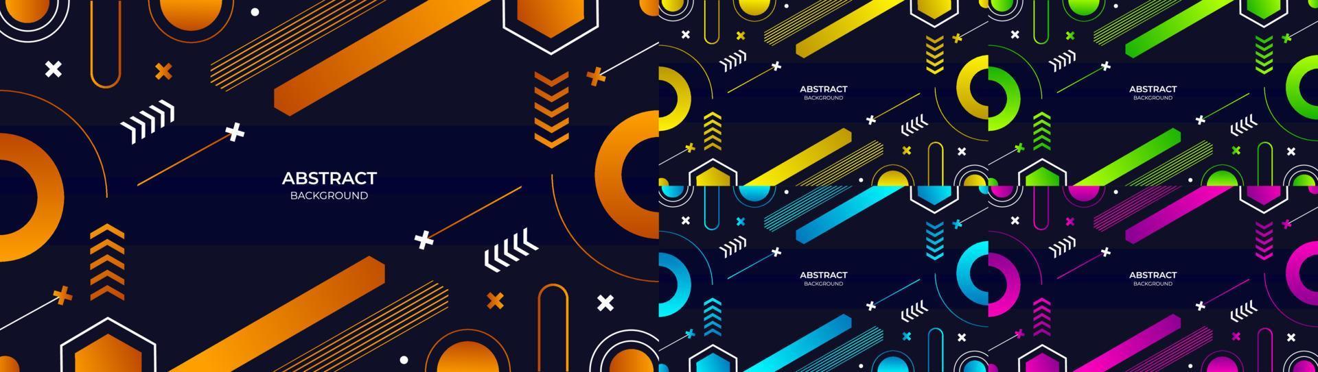 Abstract geometric modern object colorful gradient orange, yellow, green, blue and purple background. Vector illustration