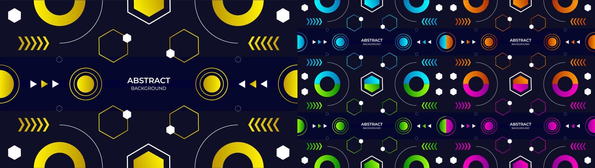 Abstract modern geometric object colorful gradient yellow, blue, orange, green and purple background. Vector illustration