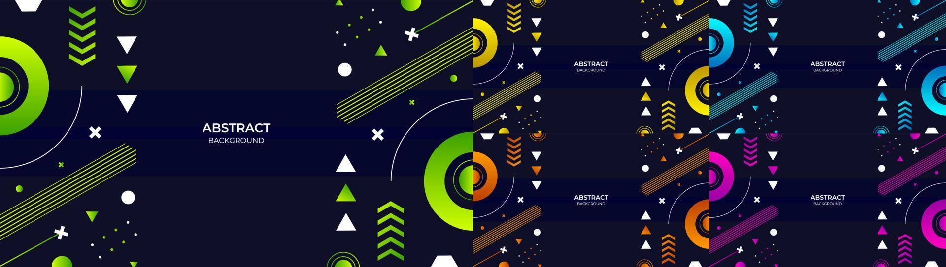 Geometric abstract modern object colorful gradient green, yellow, blue, orange and purple background. Vector illustration