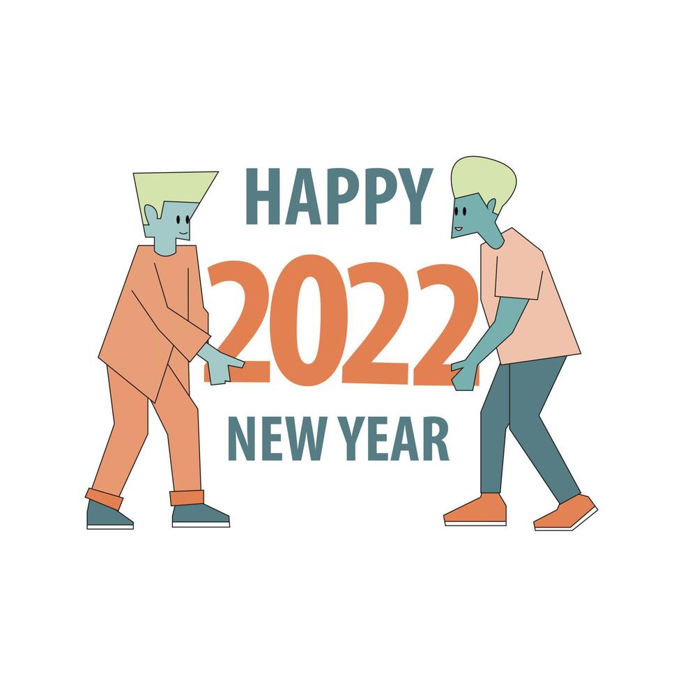 people lifted happy new year 2022 vector