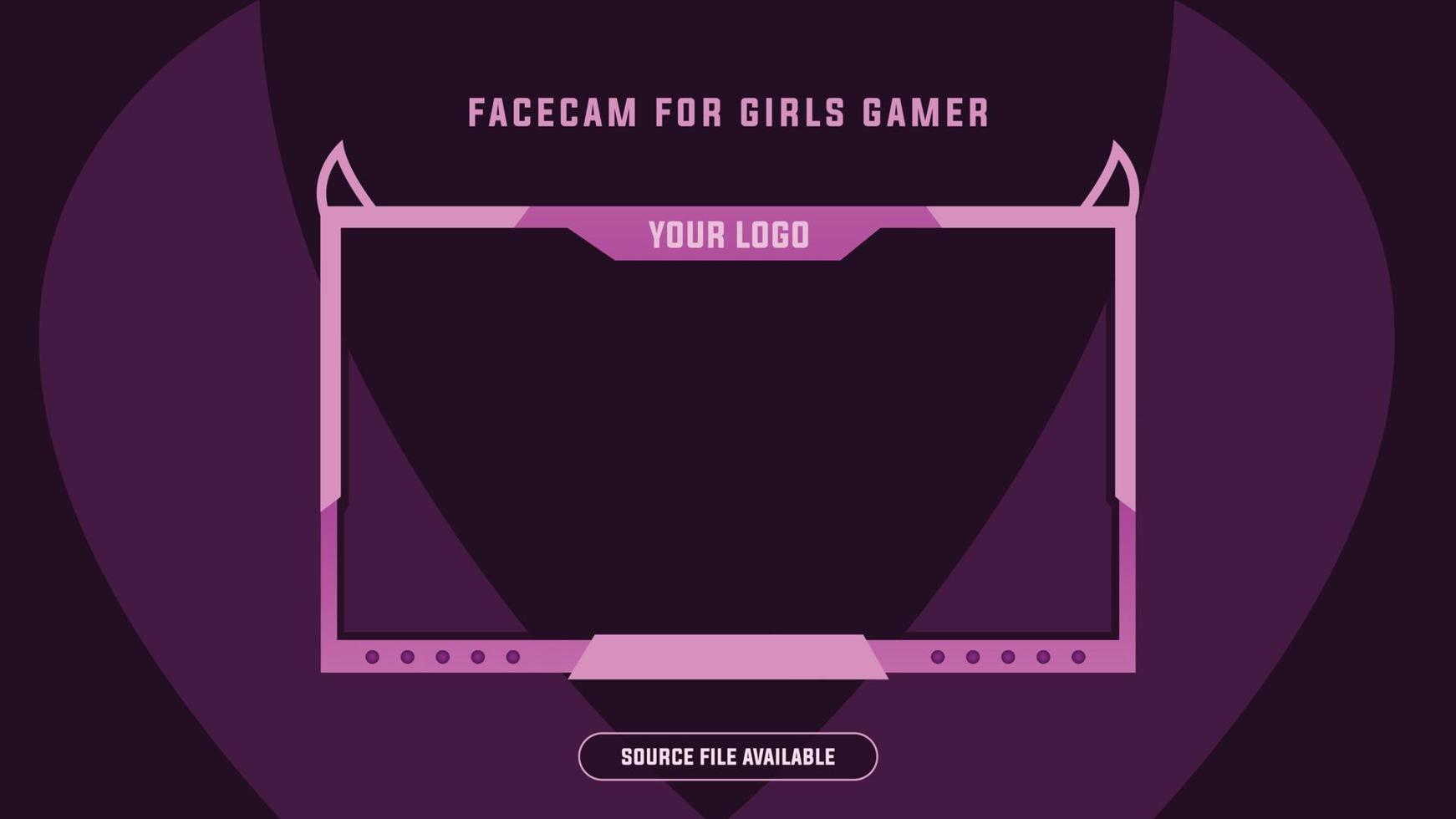 Pink facecam gaming overlay design vector art