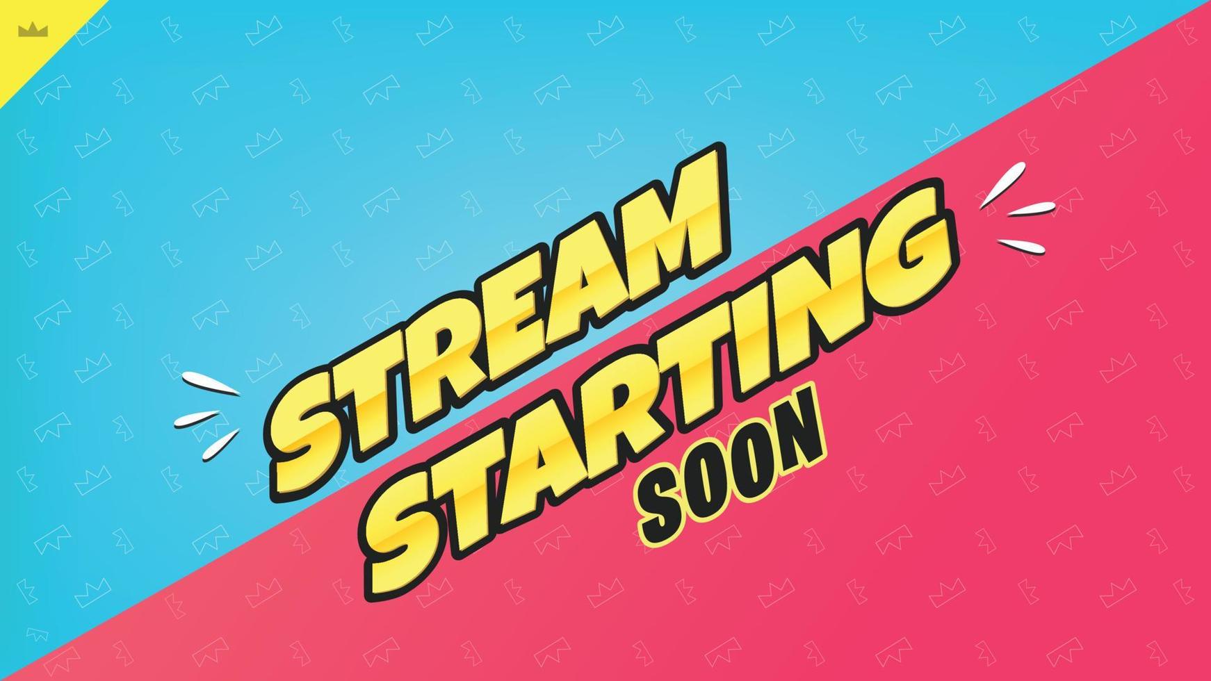 Funky stream starting soon overlay design vector