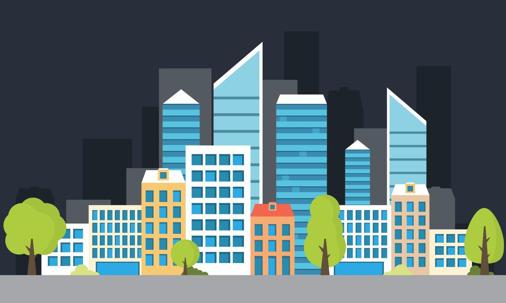 metropolis city landscape, flat vector illustration