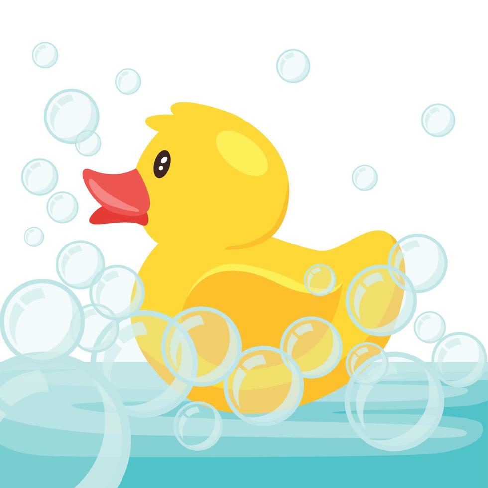 rubber duck in bubbles vector