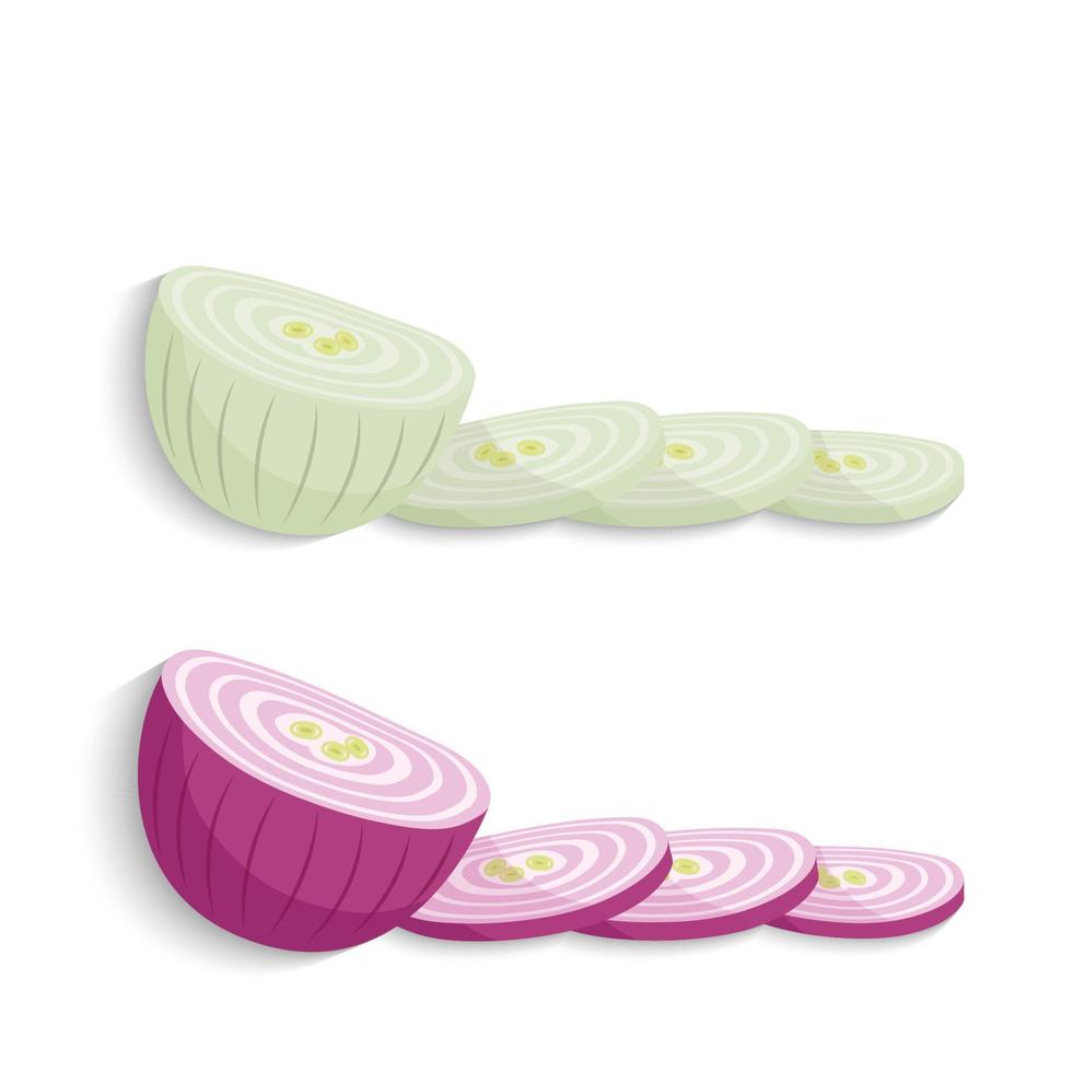 cut onions set vector