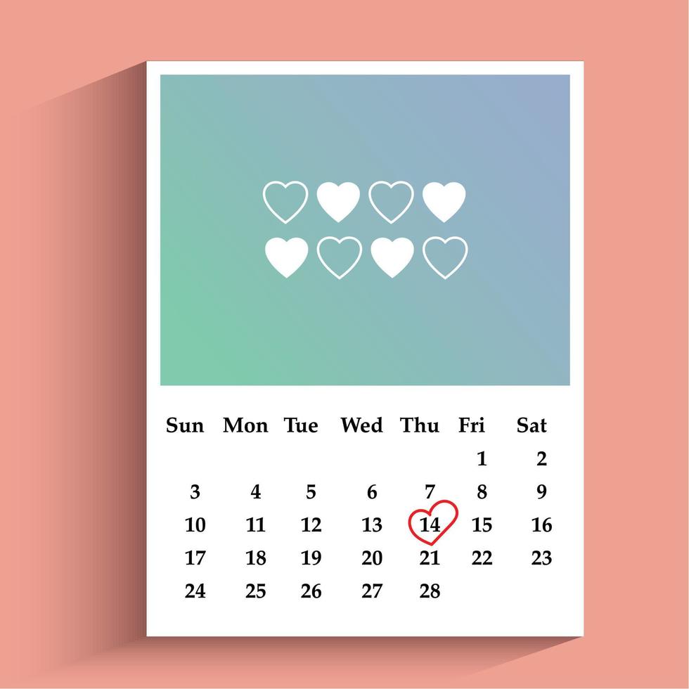 icono de calendario del día de san valentín vector