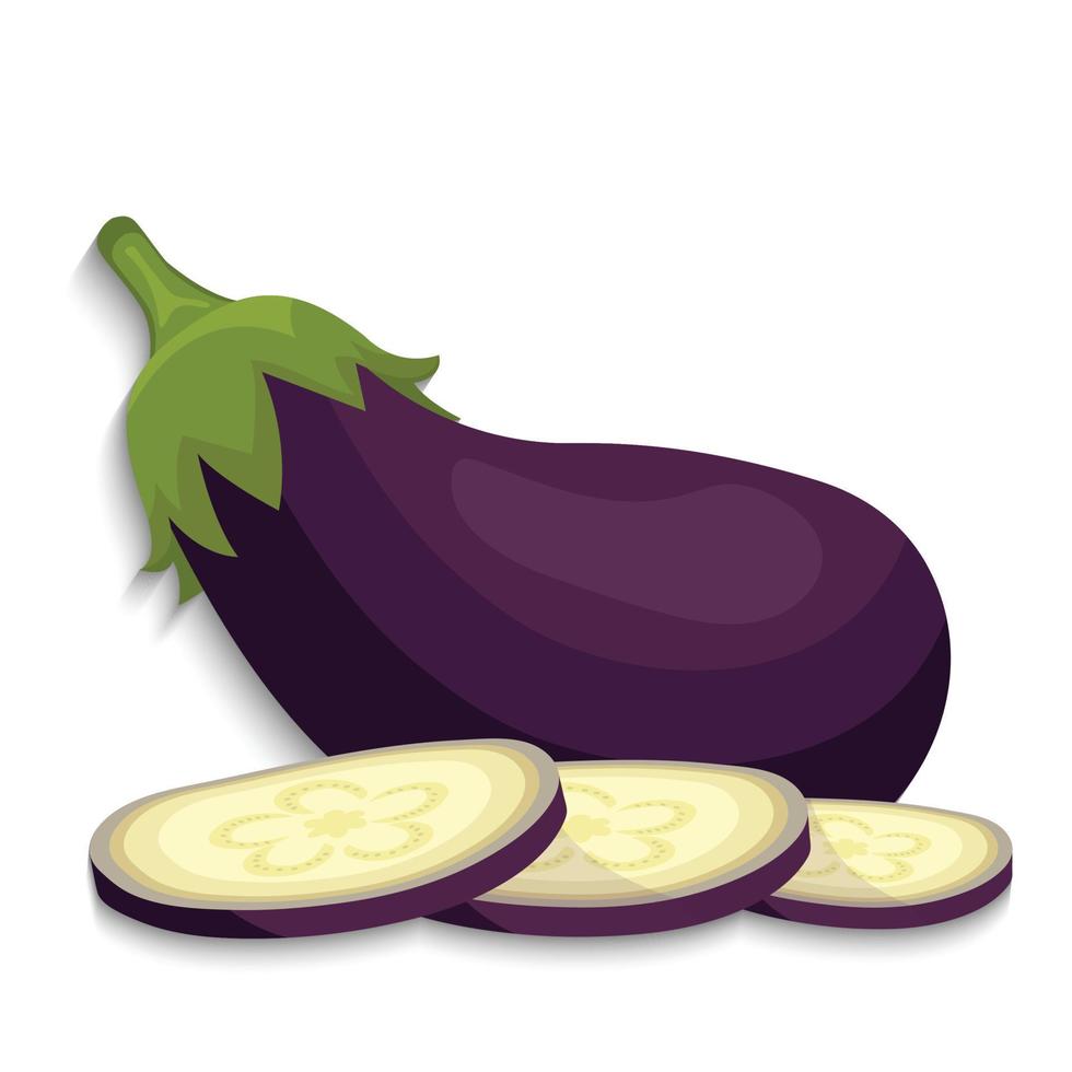 eggplant set cut and whole vector