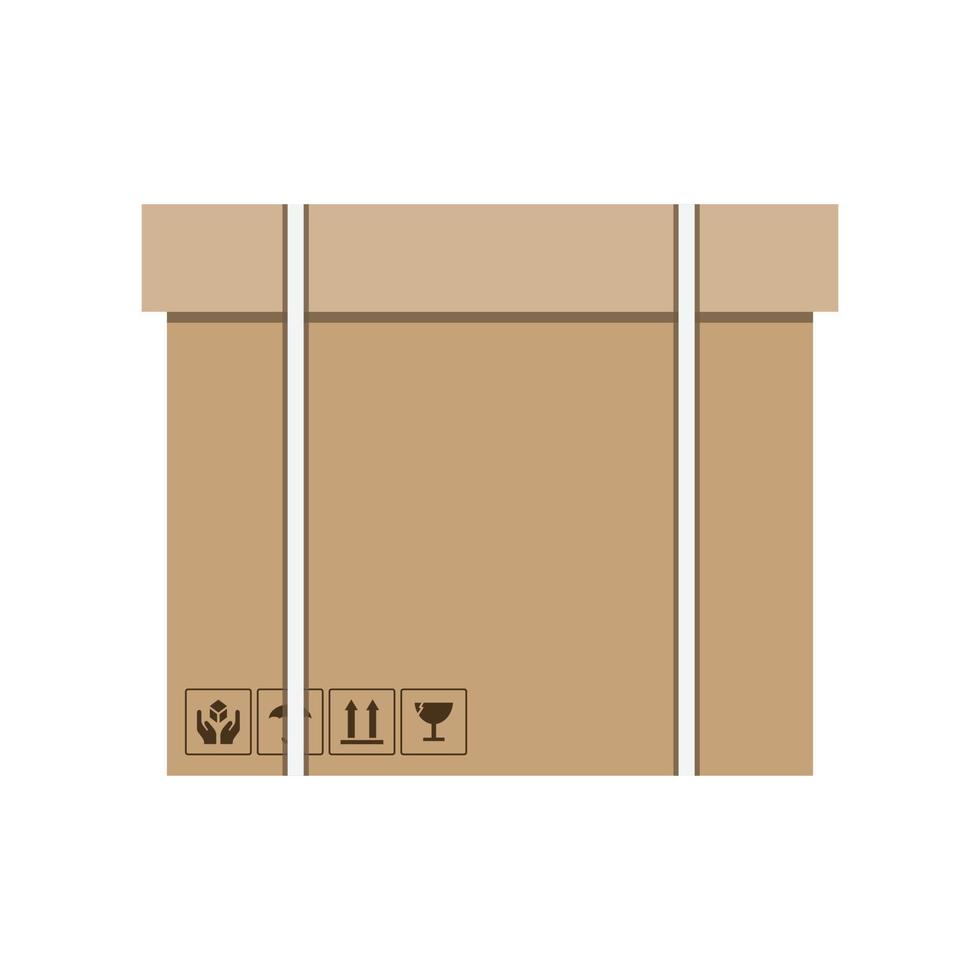 icono plano de caja de cartón vector