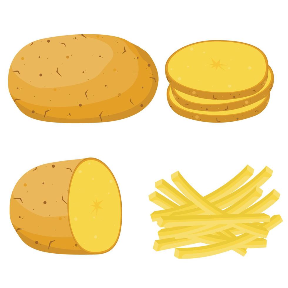 Potato icons set, flat vector illustration