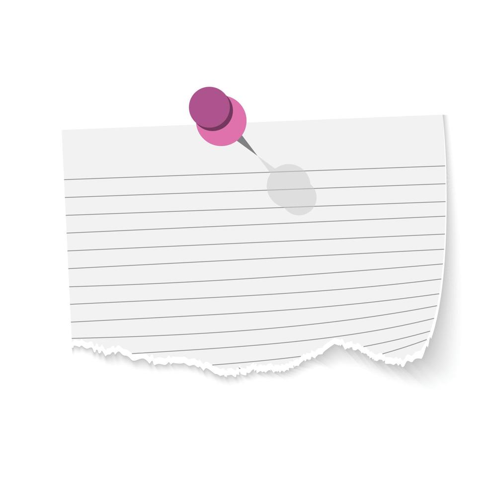 nota de papel con un icono de vector plano pin