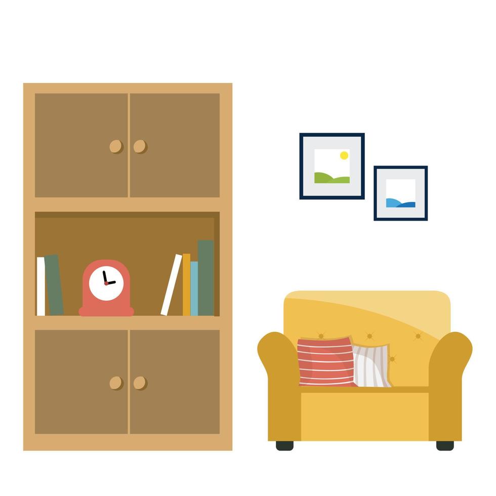 living room flat vector icons