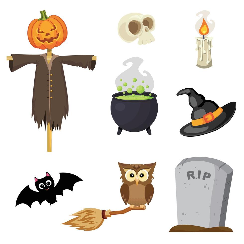 conjunto de ilustraciones de halloween vector