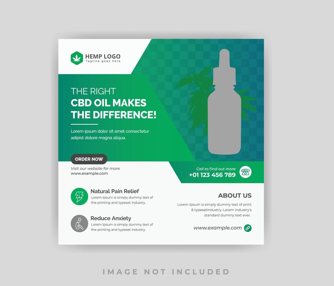 Abstract Clean Hemp product oil social media post or web banner design template vector
