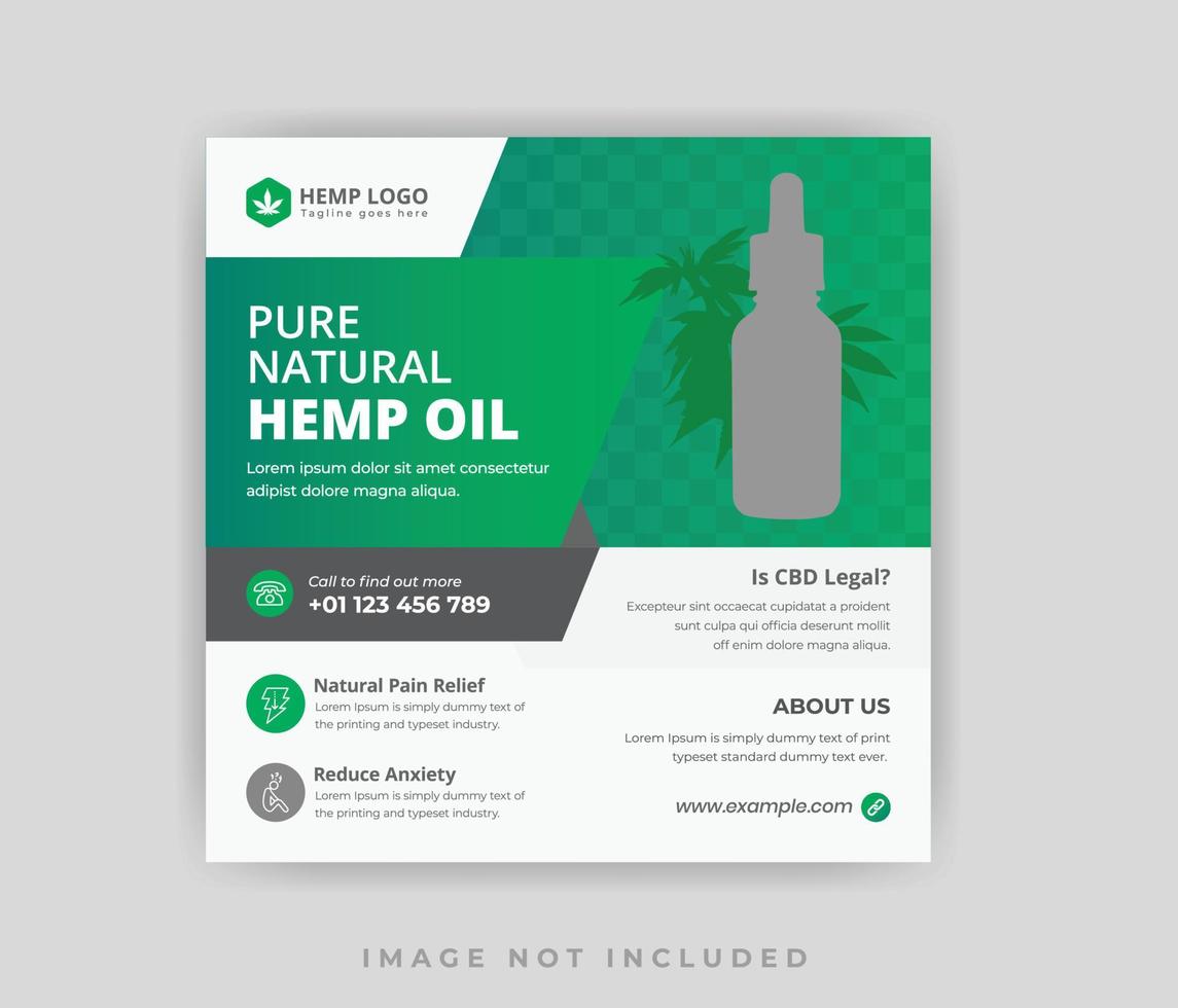 Hemp product cbd oil social media post or web banner template vector