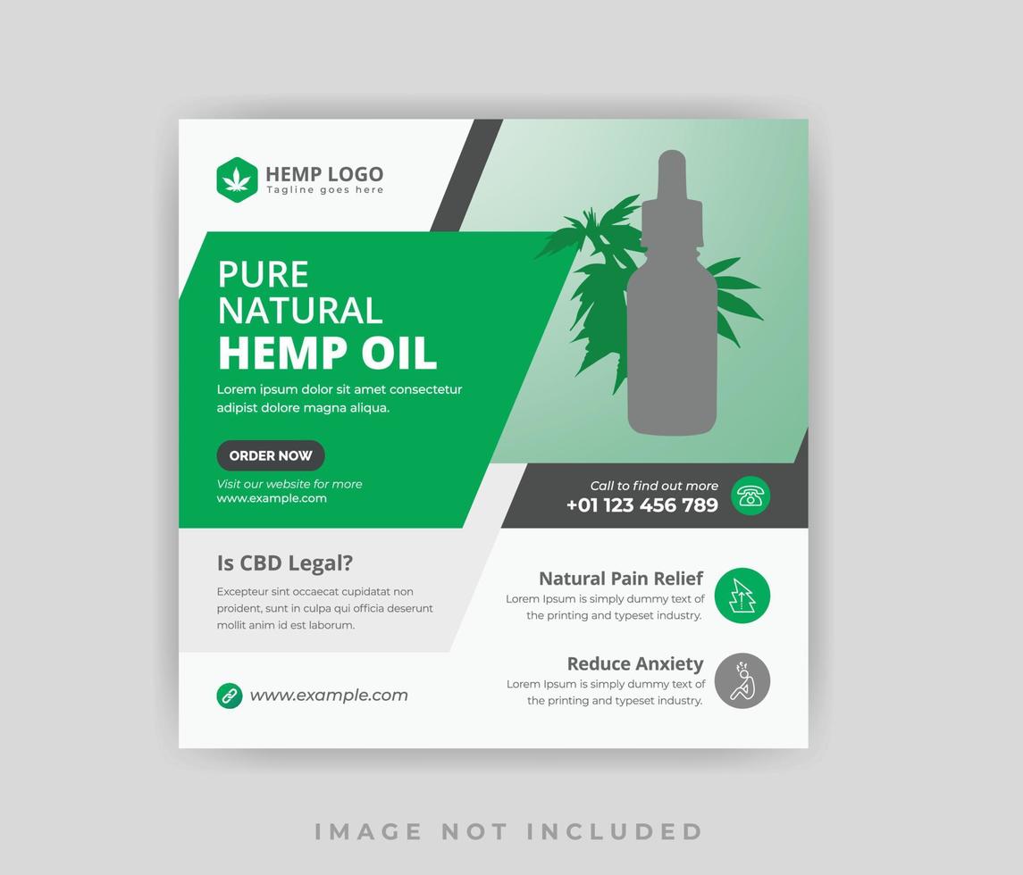 Clean Hemp product cbd oil social media post design banner template vector