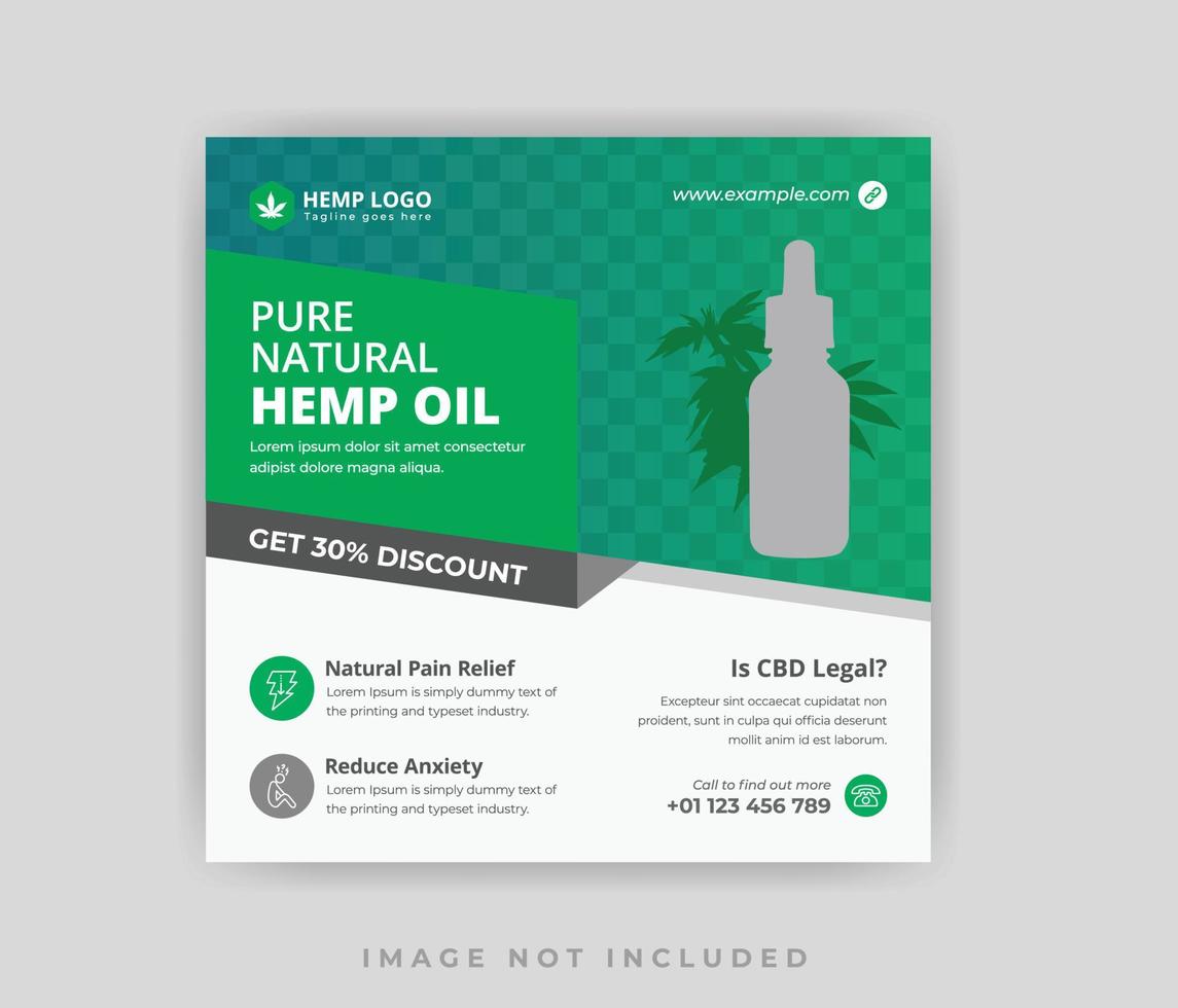 Modern Hemp product cbd oil social media post design banner template vector