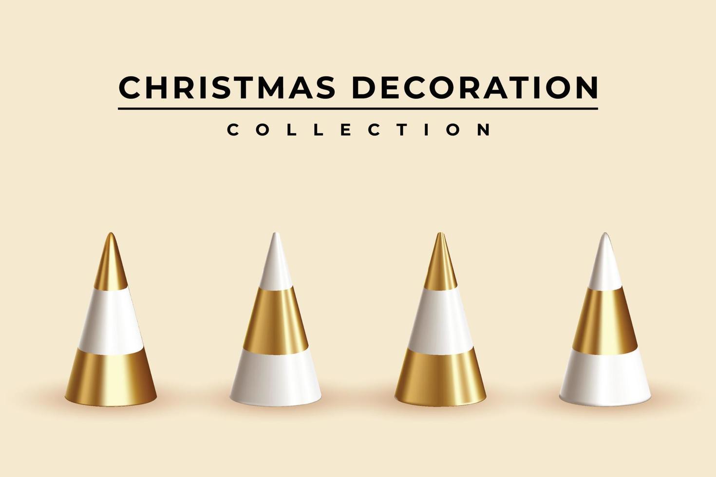 Illustration of realistic cones in gold and white vector